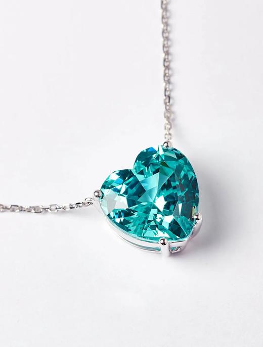 伽罗JALO N4款 培育帕拉伊巴色宝石铂金吊坠项链 商品图3