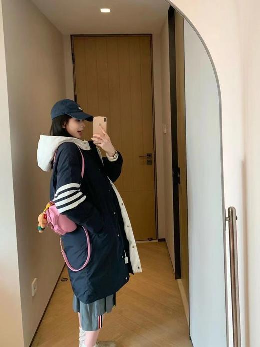 D120868学院风百搭保暖四杠长款羽绒服男女同款 商品图8