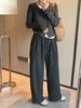 D120832休闲舒适风格高腰抽绳设计竖条纹的宽松阔腿裤 商品缩略图11