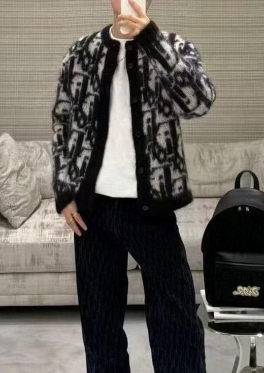 男款马海毛提花针织开衫he010 商品图3