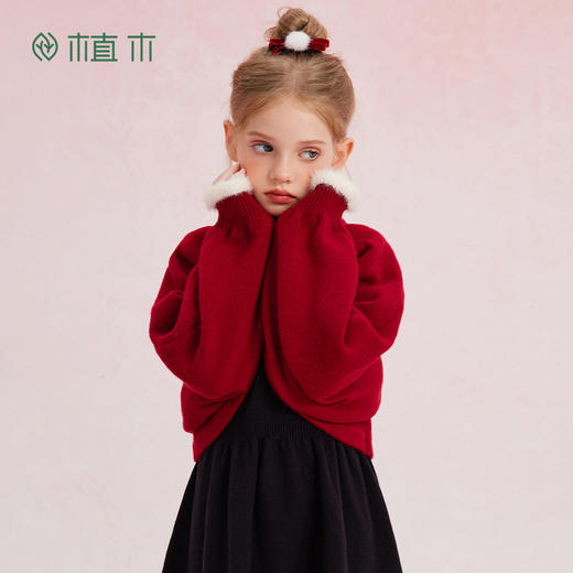 【年服】植木玫瑰花按扣绵羊毛连衣裙两件套55L053048 商品图3