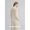 MAISON CECILE 奶白羊毛软糯坑条纹肌理优雅polo领牛角扣针织上衣 商品缩略图3