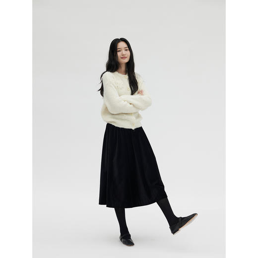 HeyDress挺括丝绒褶皱拼接半裙 商品图1