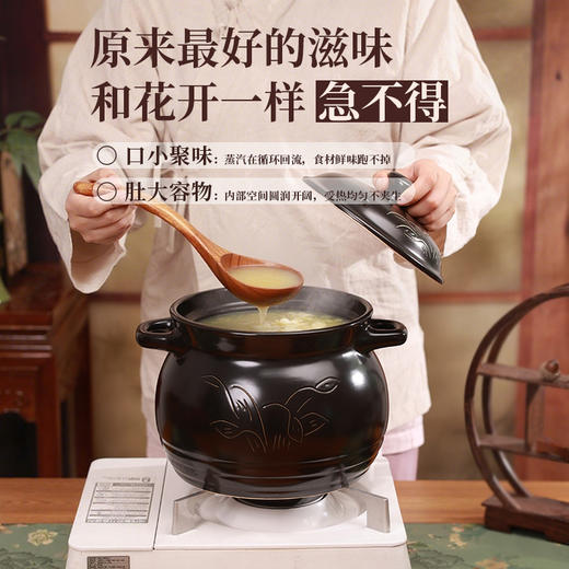 【陌上花开焖煲】陶煲王雕花耐热陶瓷煲炖锅家用明火健康汤煲瓦罐保温砂锅土沙锅 商品图2