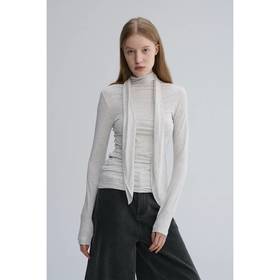 MAISON CECILE 两色|设计感花瓣飘带优雅随性修身显瘦高领打底上衣