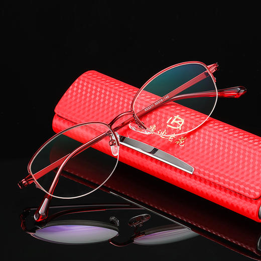 【时尚简约】康迪 高档时尚防蓝光紫外线半框老花镜KD2211 （女款）红色/紫色 整体线条流畅舒适 商品图1