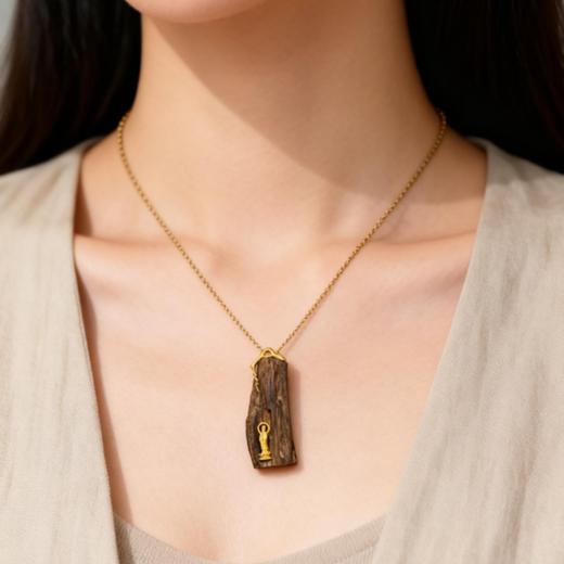 白奇楠吊坠·观音款丨天然芽庄白奇楠包金吊坠 沉水级 SP9858 商品图1