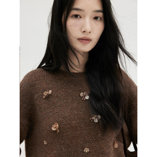 HeyDress宽松亮片装饰羊驼毛毛衣 商品图2