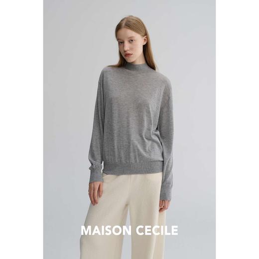 MAISON CECILE 四色|松弛感羊毛混纺极简半高领软糯针织打底上衣 商品图1
