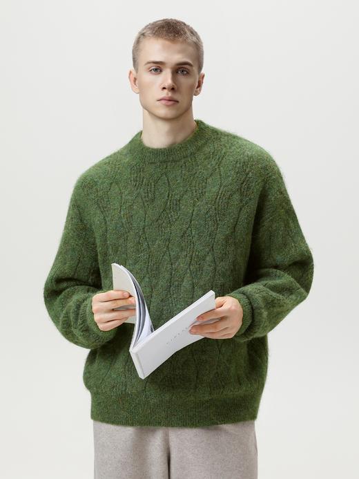 【YW】无忧购“礼物季”半高领圣诞质感绞花圆领毛衣男纯色软糯针织衫MM4147（截单后3-5天发货） 商品图0