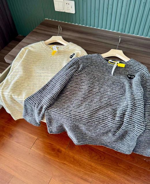 D120857亲肤不扎人兔毛细腻柔滑条纹打底衫 商品图0