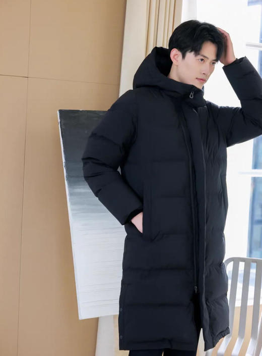 顶级好货H连帽长款男女同款鹅绒羽绒服 商品图1