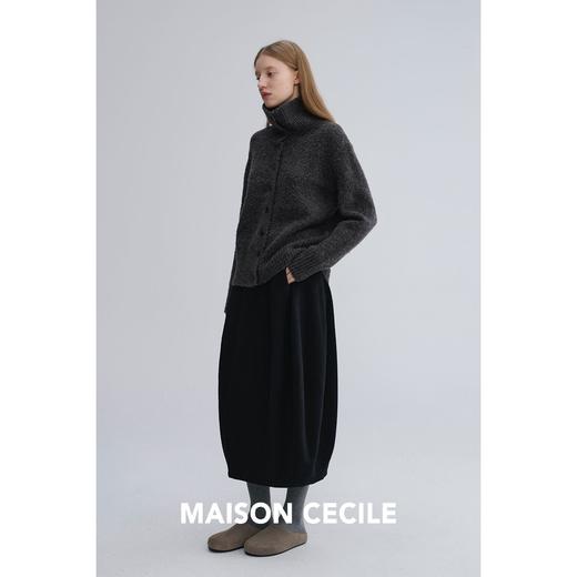 MAISON CECILE 定纺限量羊毛混纺软糯绒感松弛立领慵懒感毛衣开衫 商品图3