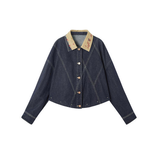 谜底解构感牛仔外套长袖2026年春季新品时髦撞布绣花女261MW0021 商品图4