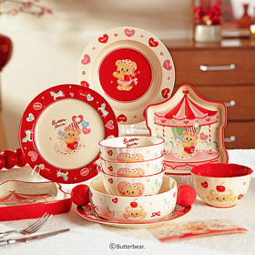 摩登主妇&黄油小熊】釉下彩餐具家用2025新款高颜值碗可爱盘子