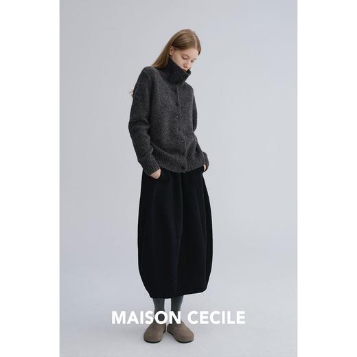 MAISON CECILE 定纺限量羊毛混纺软糯绒感松弛立领慵懒感毛衣开衫 商品图4