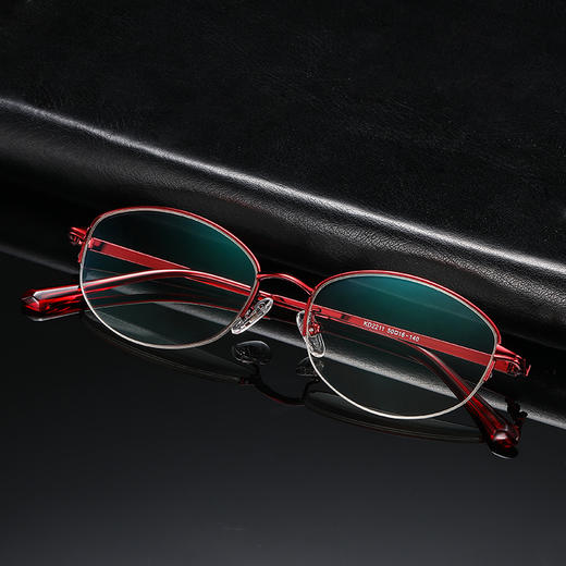 【时尚简约】康迪 高档时尚防蓝光紫外线半框老花镜KD2211 （女款）红色/紫色 整体线条流畅舒适 商品图0