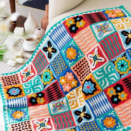 苏苏姐家波西米亚毯子手工diy钩针毯子编织毛线团4股棉制作材料包 商品图2