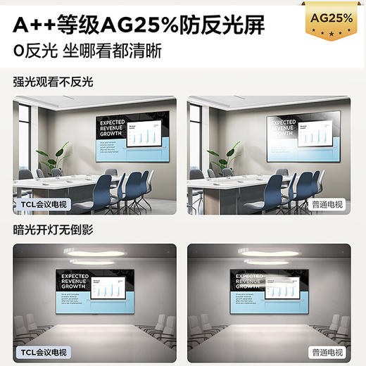 TCL65寸会议电视平板一体机无线投屏4K超清移动超薄会议室显示屏办公家用培训商用电视机教学大屏N65A 商品图3