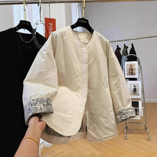 丁摩 高级感复古别致独特超好看棉服女秋冬慵懒休闲棉衣外套5ZF-8894 商品图2