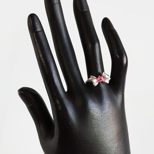 【天然正品】AU750白金镶钻镶天然蝴蝶结造型三角粉色0.37克拉尖晶石戒指14.5号（戒圈可改）女士251125NJS17 商品图6