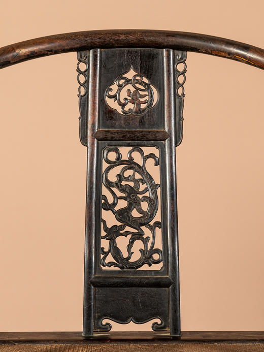 清	红木三攒靠背透雕螭龙纹圈椅（一对） 商品图3