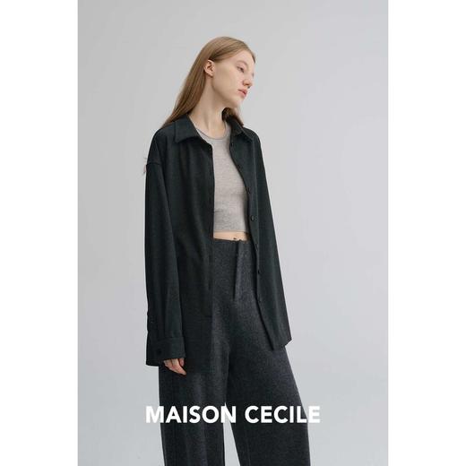 MAISON CECILE 秋冬极简静奢精纺羊毛加厚松弛感随性气质翻领衬衫 商品图2