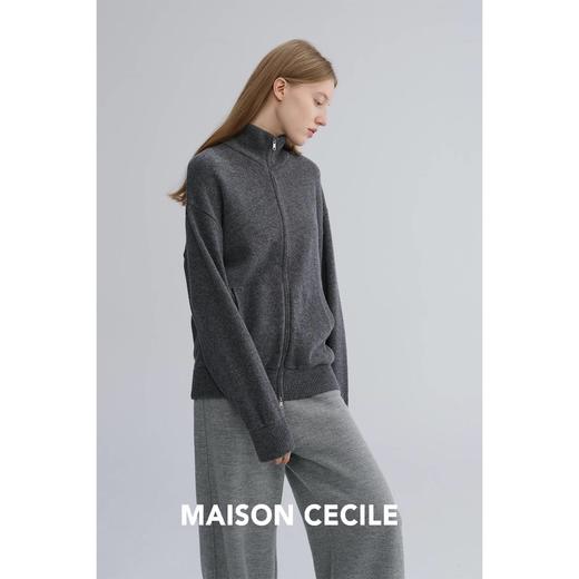 MAISON CECILE 两色|羊毛厚织极简立领通勤保暖百搭拉链针织外套 商品图2