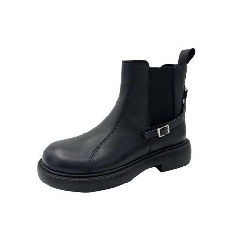 伊伴冬季设计感袢带舒适粗跟切尔西靴女鞋B25550118 商品图5