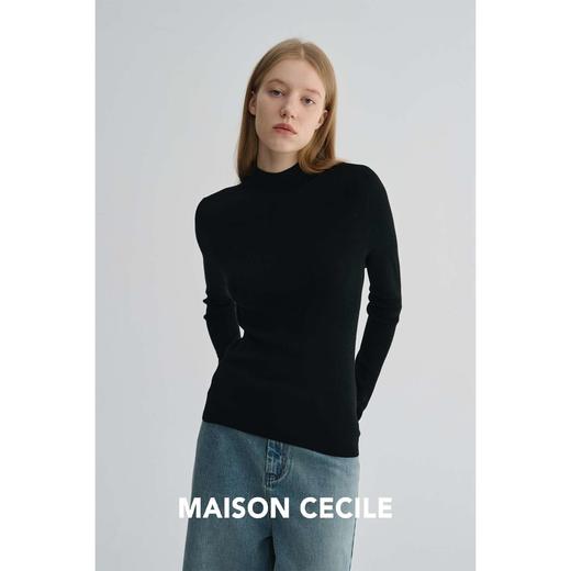 MAISON CECILE 三色|精纺羊毛修身显瘦优雅半高领温暖针织打底衫 商品图2