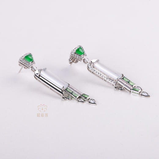 【晴空】白翡绿翠耳坠   EZ12212158 商品图1