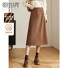 【年终特卖】熙世界咖色毛呢半身裙女秋冬新款通勤中长款包臀A字裙美拉德穿搭 商品缩略图0