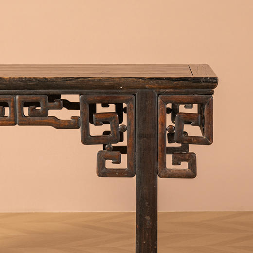 清	乌木及花梨木拐子拱璧纹画案画桌 商品图2