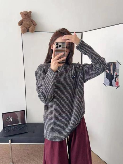 D120857亲肤不扎人兔毛细腻柔滑条纹打底衫 商品图12