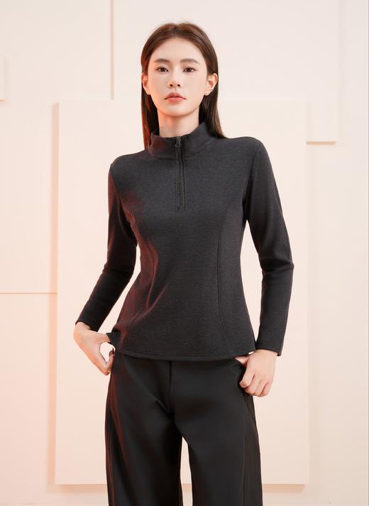 樱姿娜-秋冬新款情侣半拉链立领打底衫M012 商品图5