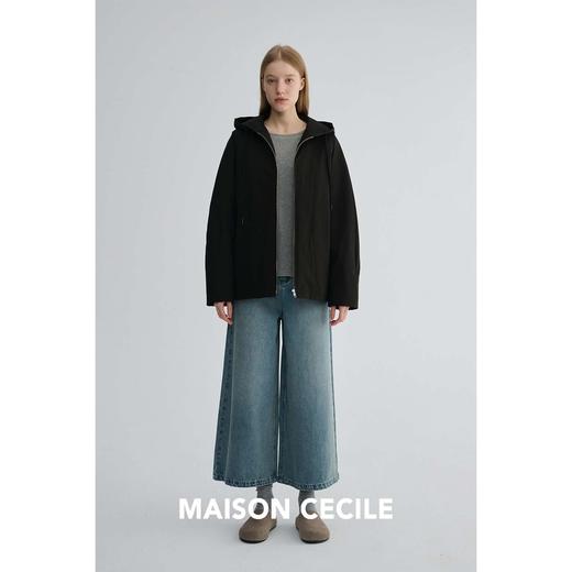 MAISON CECILE 宽松量感大裤腿休闲复古松弛感做旧牛仔八分裤 商品图4