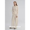 MAISON CECILE 奶白羊毛软糯坑条纹肌理优雅polo领牛角扣针织上衣 商品缩略图4