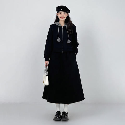 奢姿大码女装2025冬季抽绳减龄连帽件套胖妹妹松紧时尚休闲套装9954935255 商品图3