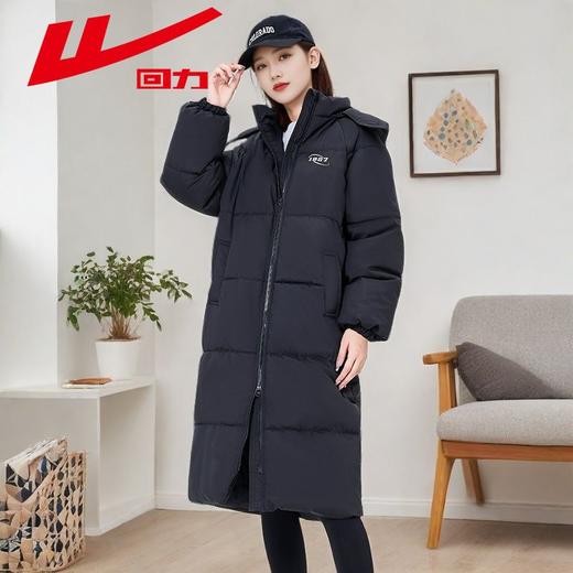 回力羽绒棉服女中长款宽松棉袄2024新款冬季加厚保暖过膝连帽棉衣 商品图2