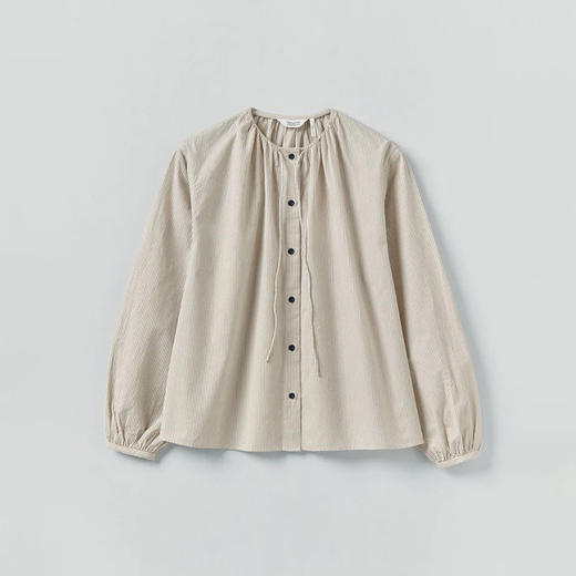 TOAST Gathered Neck Mini Stripe Shirt 女装条纹长袖衬衫 商品图0