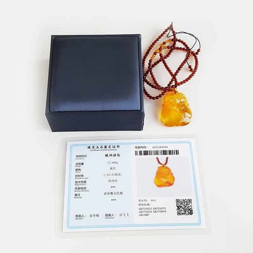 【天然正品】天然无杂裂如意（万事如意）墨西哥蓝珀吊坠项链39.0*31.4*12.9MM（皆取最大值）链长：40CM中性281125NJM09特价 商品图1