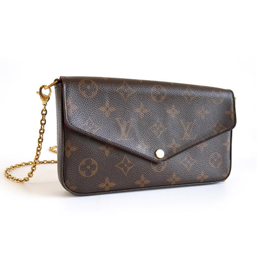 【95新LV路易威登POCHETTE FELICIE手袋M61276棕色老花新款按扣三合一链条包单肩包女士 231125NJS37 商品图2