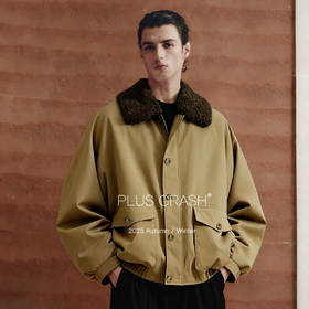 PLUS CRASH冬季巴恩风90白鸭绒短款工装经典双口袋羽绒服男女同款