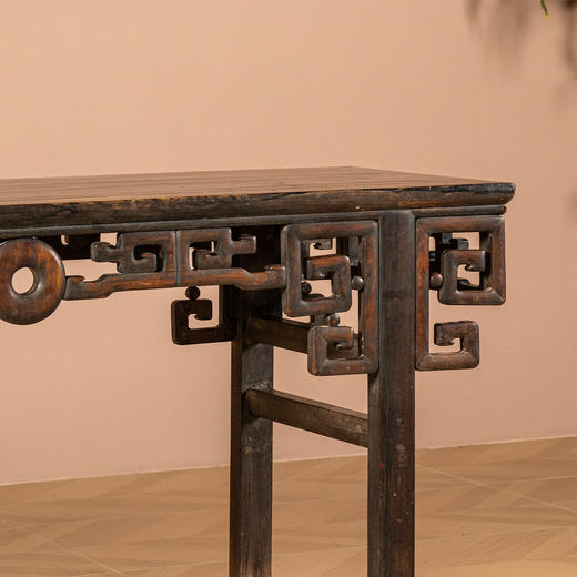 清	乌木及花梨木拐子拱璧纹画案画桌 商品图3