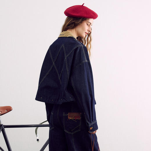 谜底解构感牛仔外套长袖2026年春季新品时髦撞布绣花女261MW0021 商品图2