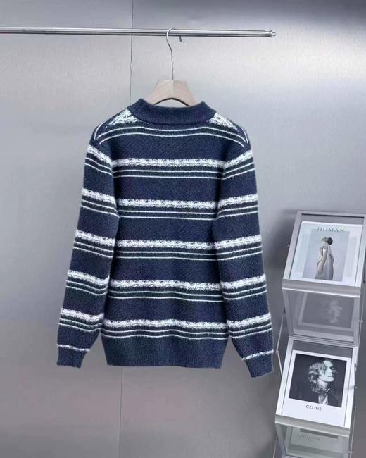 D120849秋冬条纹慵懒风宽松情侣款毛衣针织衫 商品图3