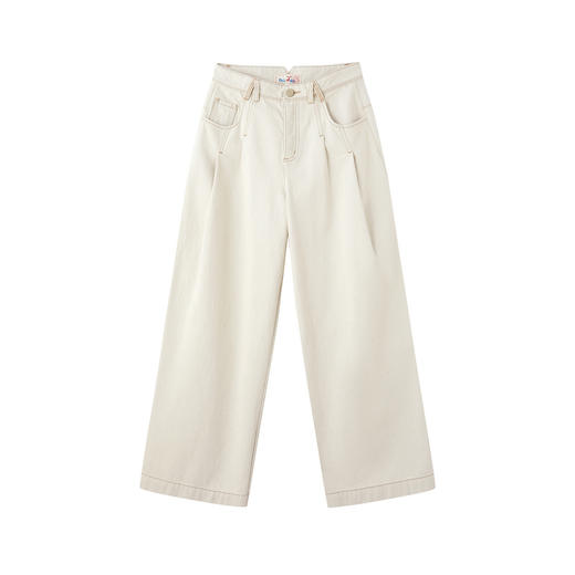 谜底阔腿裤长裤2026年春季新品复古百搭清爽白牛仔裤女261MJ0008 商品图4