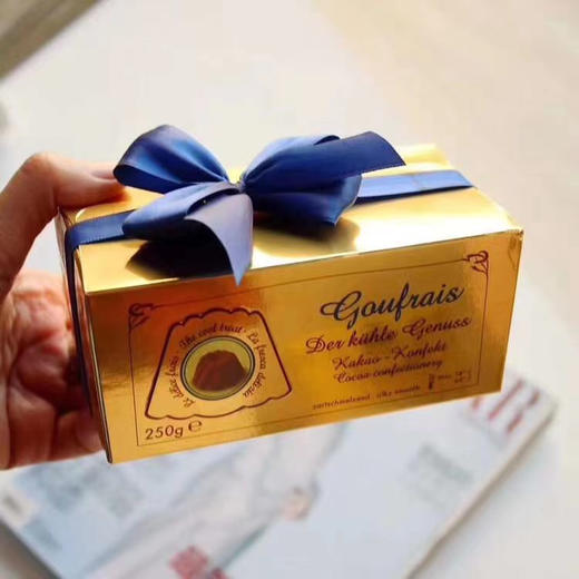【圣诞好礼丨德国GOUFRAIS高福瑞斯进口黑松露巧克力150g/250g盒装奥斯卡小金人圣诞节礼物】选用优质原料，无反式脂肪酸，口味醇正浓厚，滑而不软，入口即化，金色包装造型优雅，自用送朋友都合适 商品图4