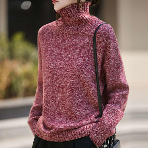 丁摩 高领法式高级感花纱100纯羊毛衫女  JJ-157 商品图0