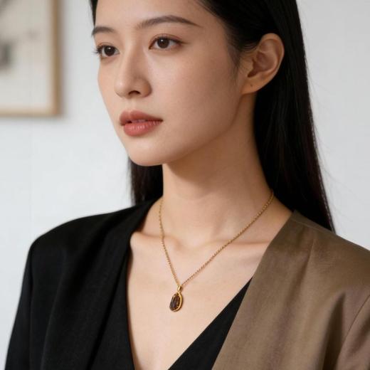 天然芽庄白奇楠包金吊坠 沉水级 SP10540 商品图1